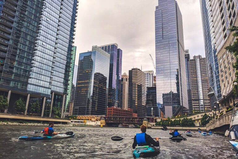 Kayaking the Chicago River is one of the non-touristy things to Do in Chicago